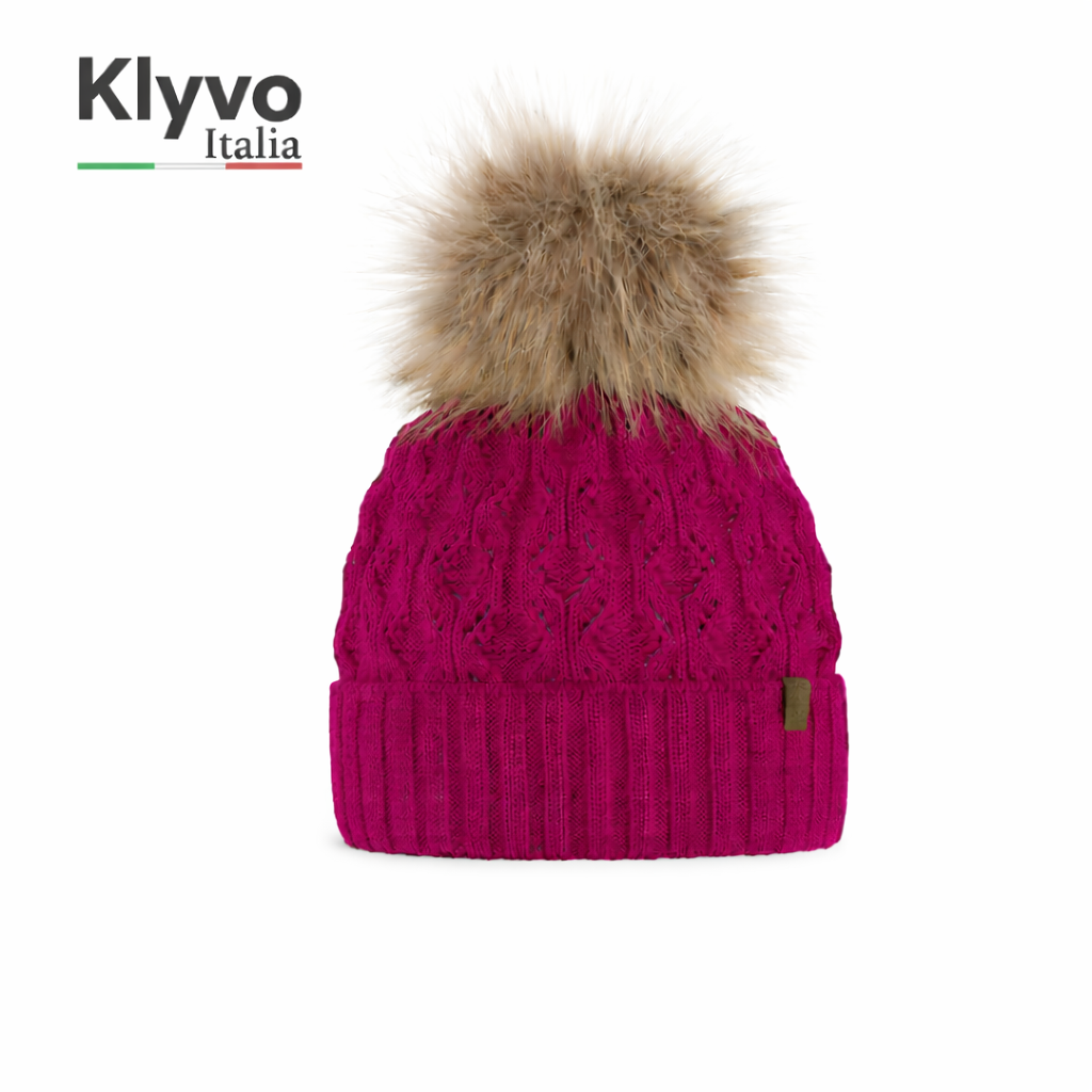 KATTY-Berretto Donna Inverno con Pompon Eco-Pelliccia