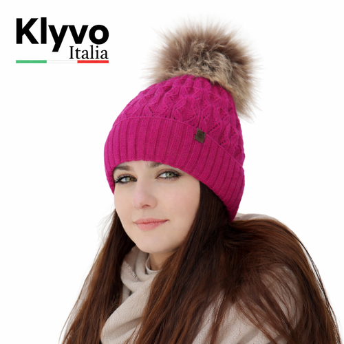 KATTY-Berretto Donna Inverno con Pompon Eco-Pelliccia