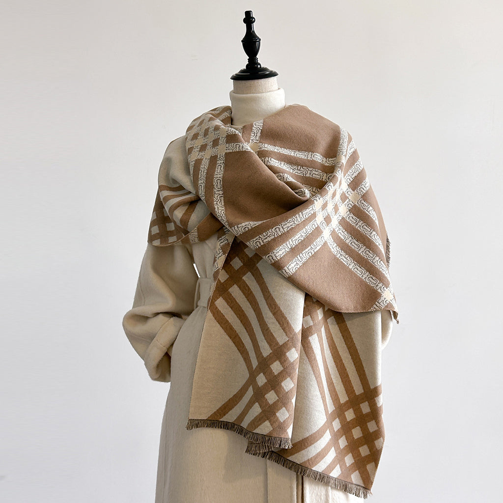 Sciarpa Invernale Donna Imitazione Cashmere con Nappe