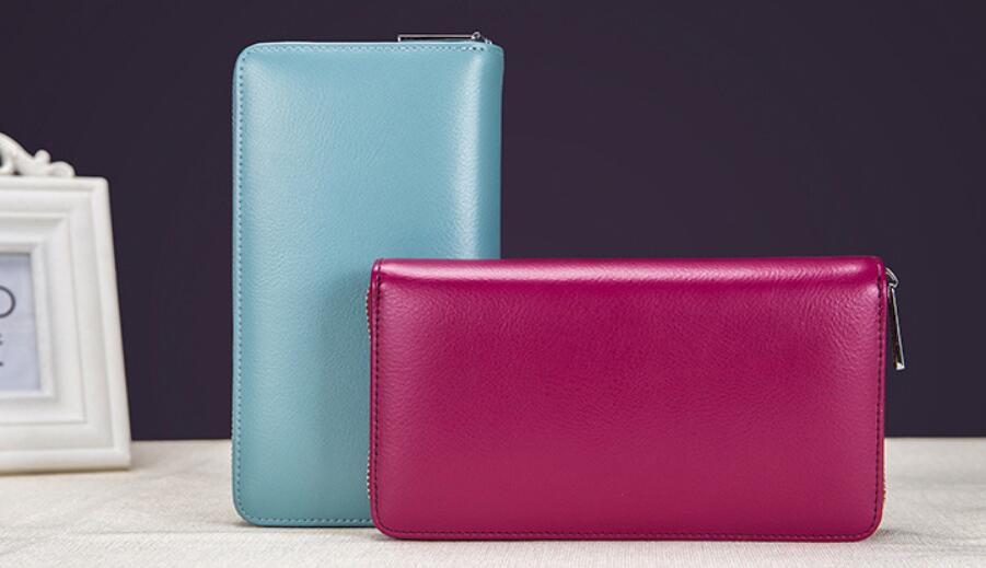 Portafoglio Uomo Lungo in Vera Pelle di Mucca con Zip 20 cm