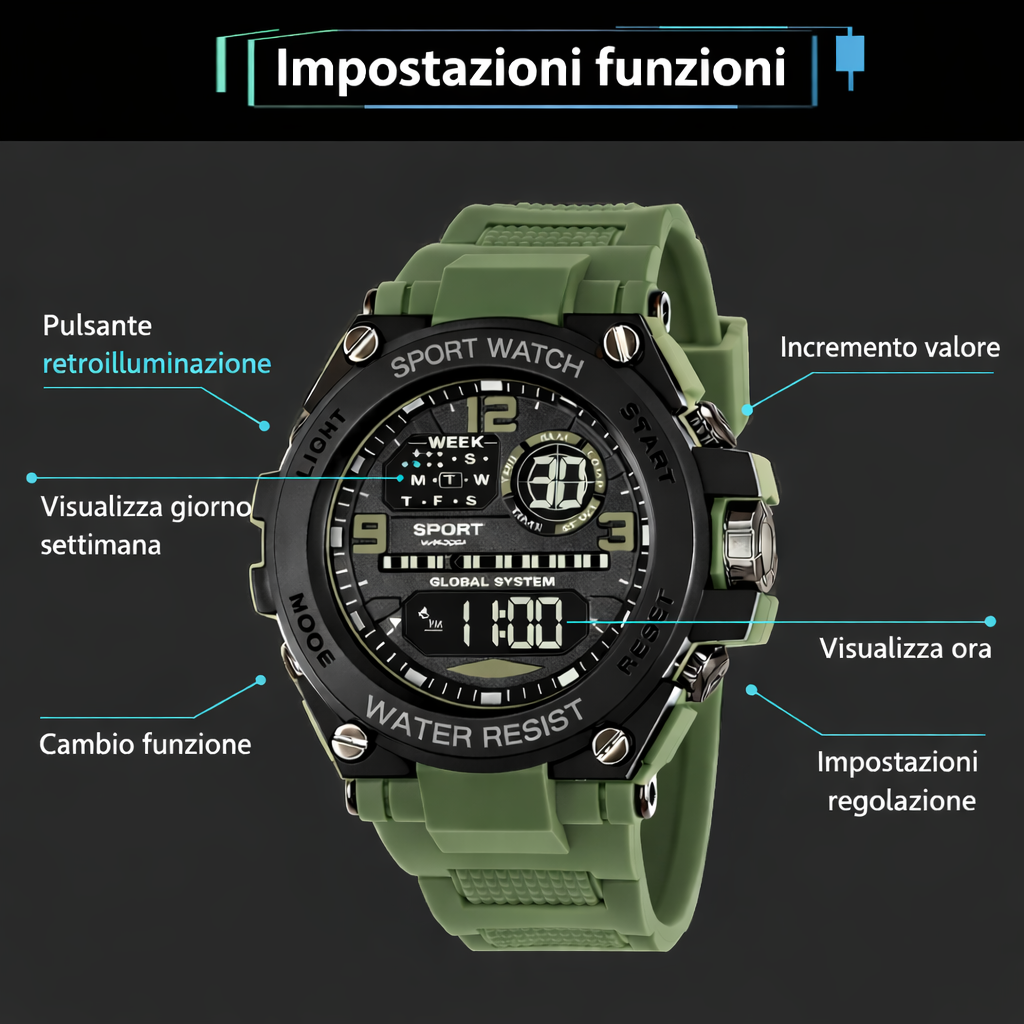 Klyvo X-56 Digital Sport – Orologio Digitale Uomo.