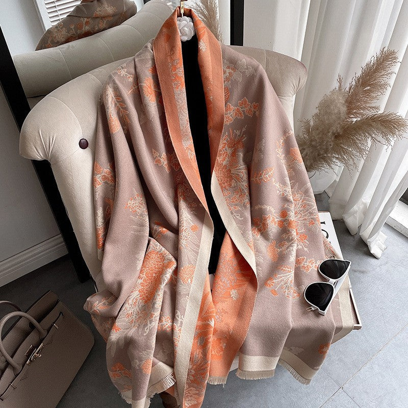 Sciarpa Donna Invernale Elegante Effetto Cashmere in Cotone