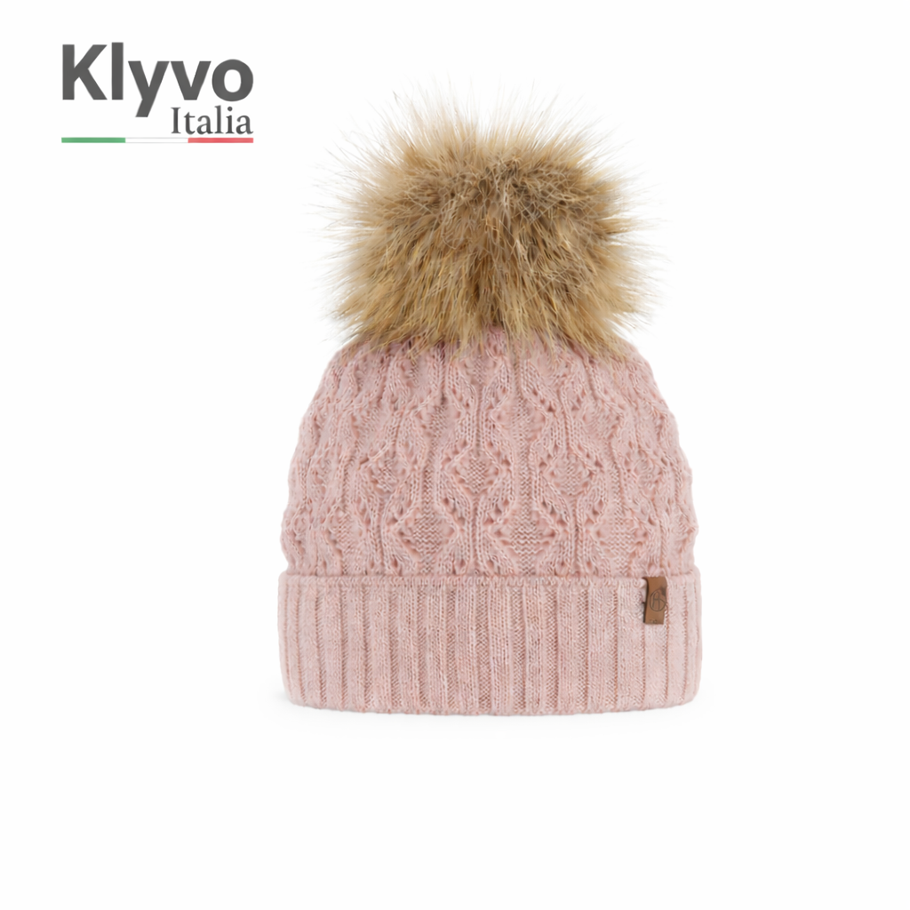 KATTY-Berretto Donna Inverno con Pompon Eco-Pelliccia