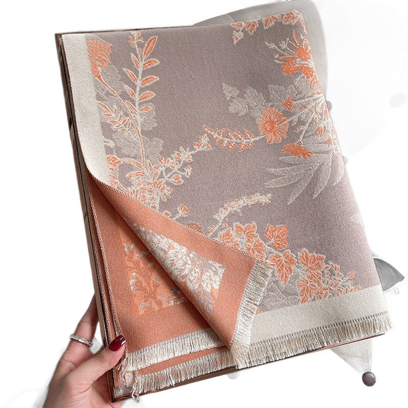 Sciarpa Donna Invernale Elegante Effetto Cashmere in Cotone