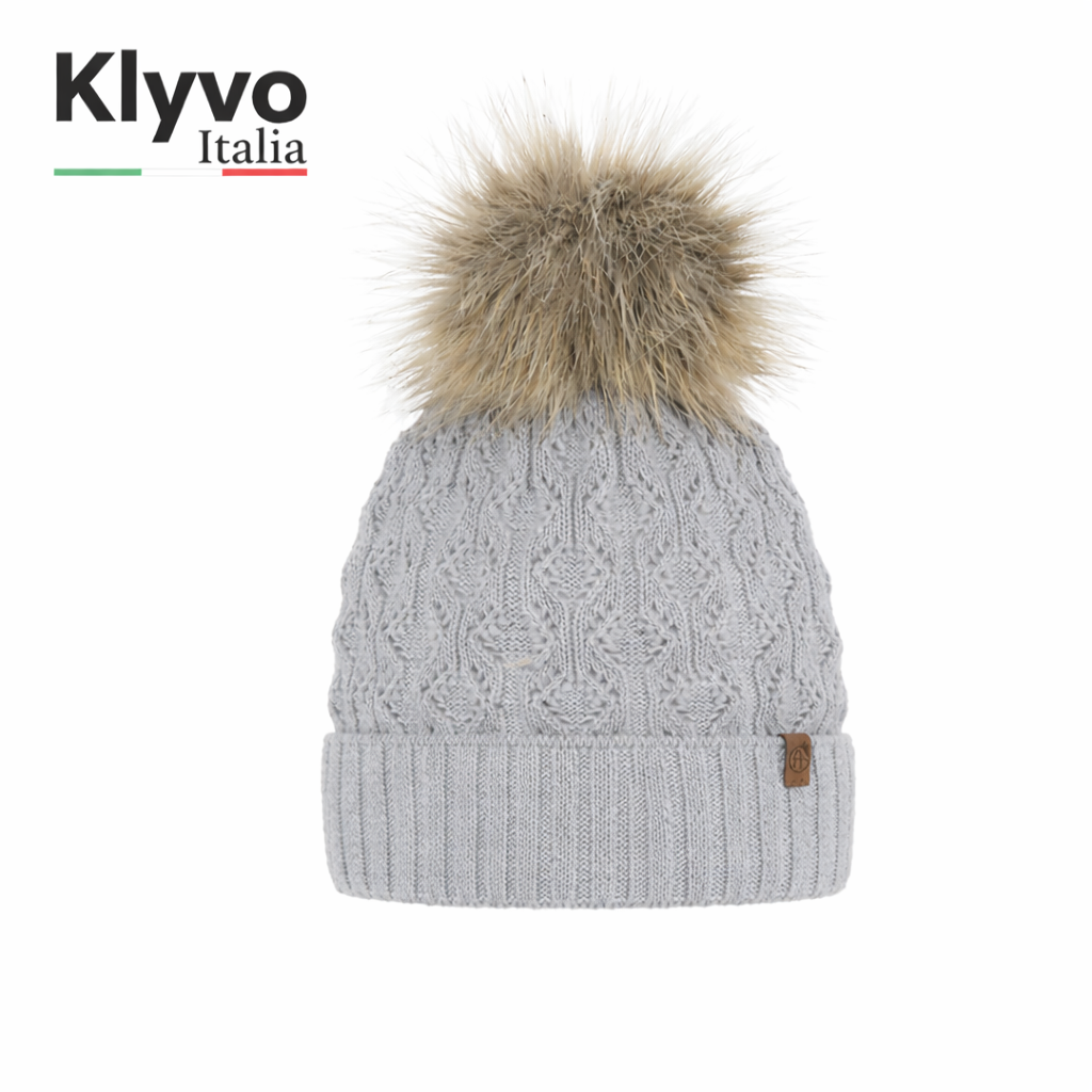 KATTY-Berretto Donna Inverno con Pompon Eco-Pelliccia