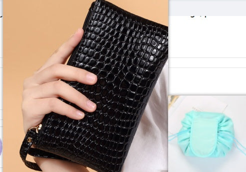 Portafoglio Donna in PU Effetto Coccodrillo 19×11 cm con Zip.