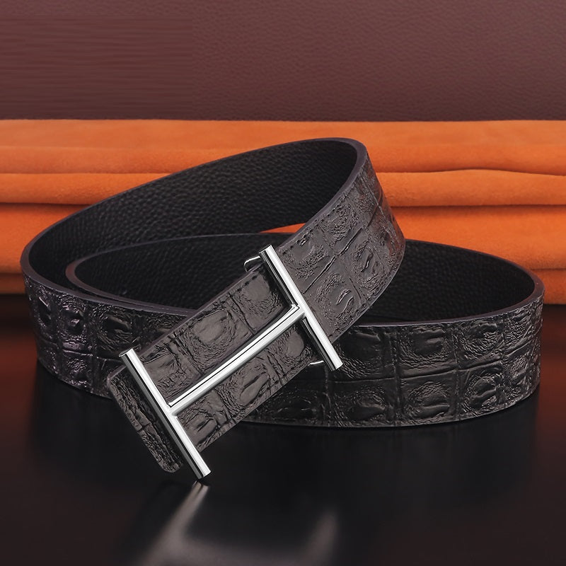 Cintura Uomo in Vera Pelle Bovina con Fibbia Liscia.