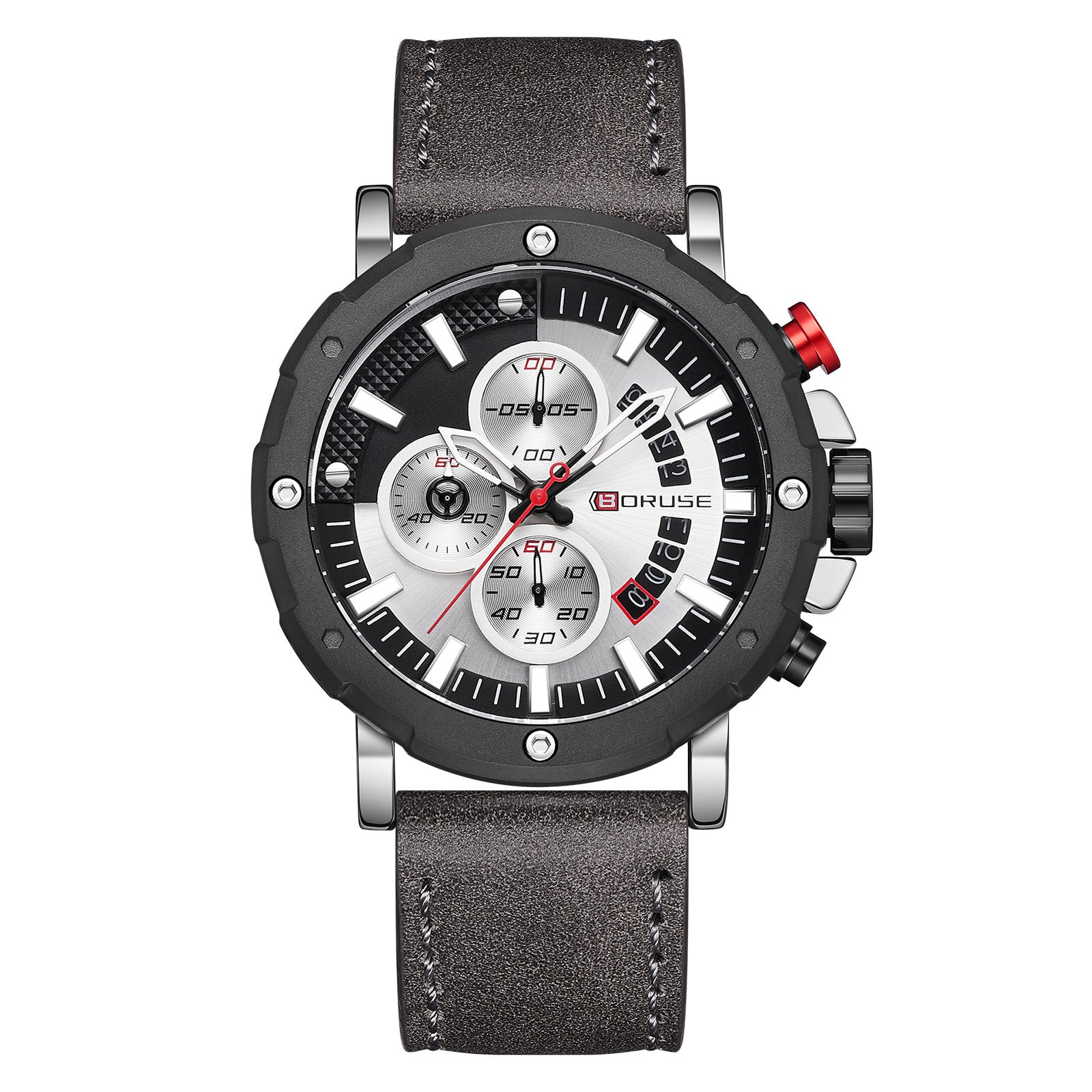 Orologio Uomo Cronografo al Quarzo con Cinturino in Vera Pelle – Stile Casual Sportivo